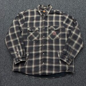 Dixxon Flannel The Rip Sherpa Lined Shirt Jacket Mens 2X Brown Plaid Fair grunge